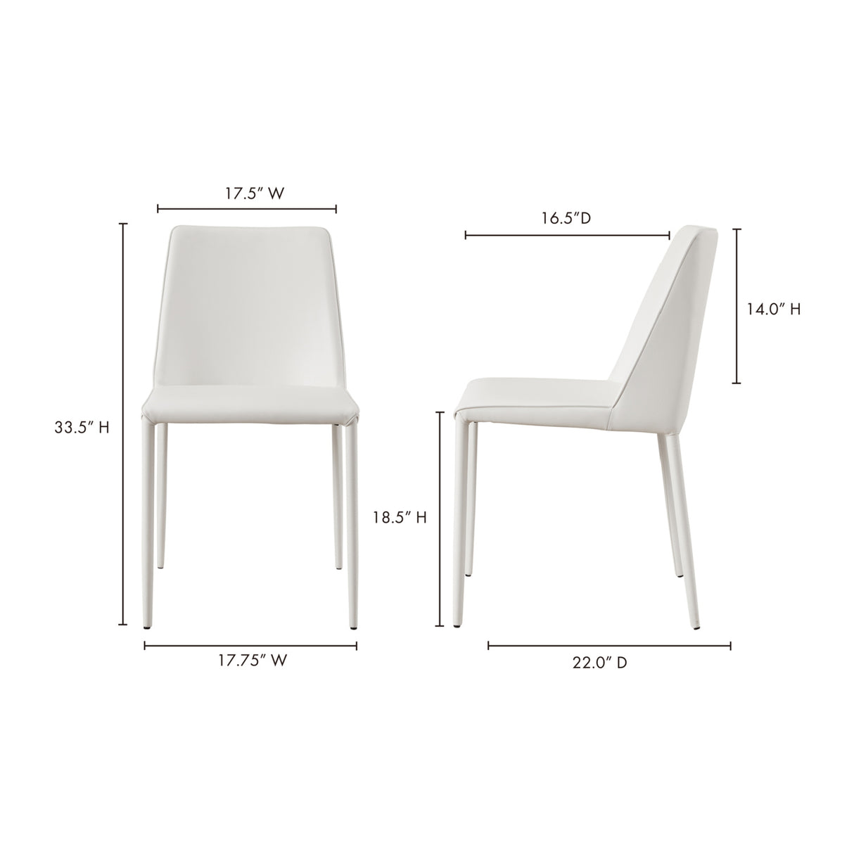 Minimalist Vegan Leather Dining Chairs (2) | Novi Living Nora | Oroa.com