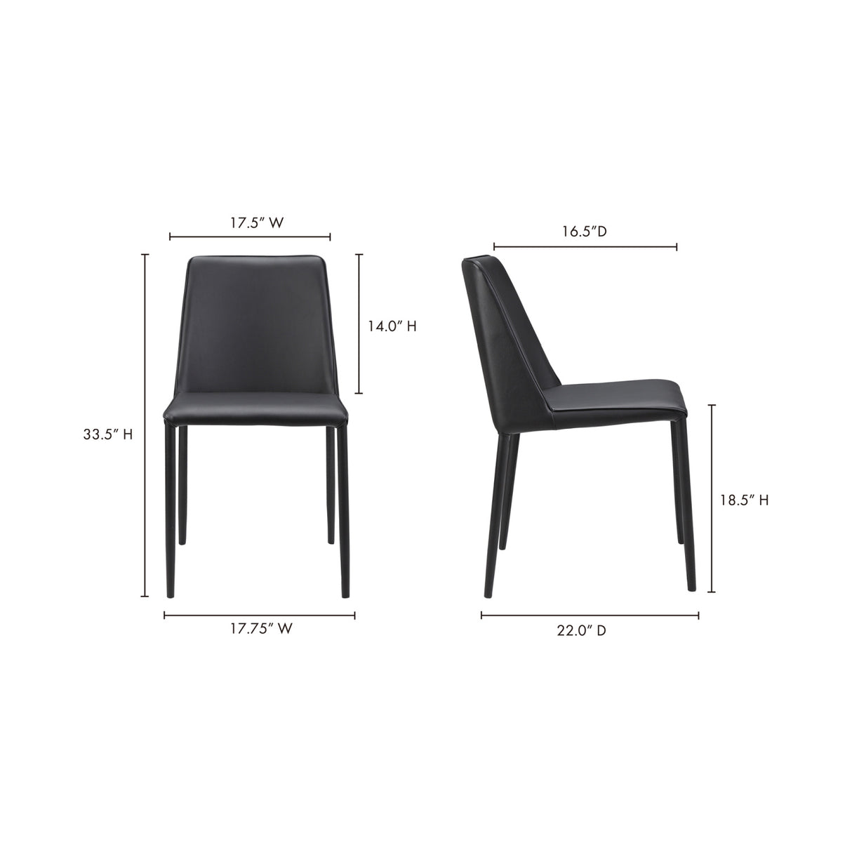 Minimalist Vegan Leather Dining Chairs (2) | Novi Living Nora | Oroa.com