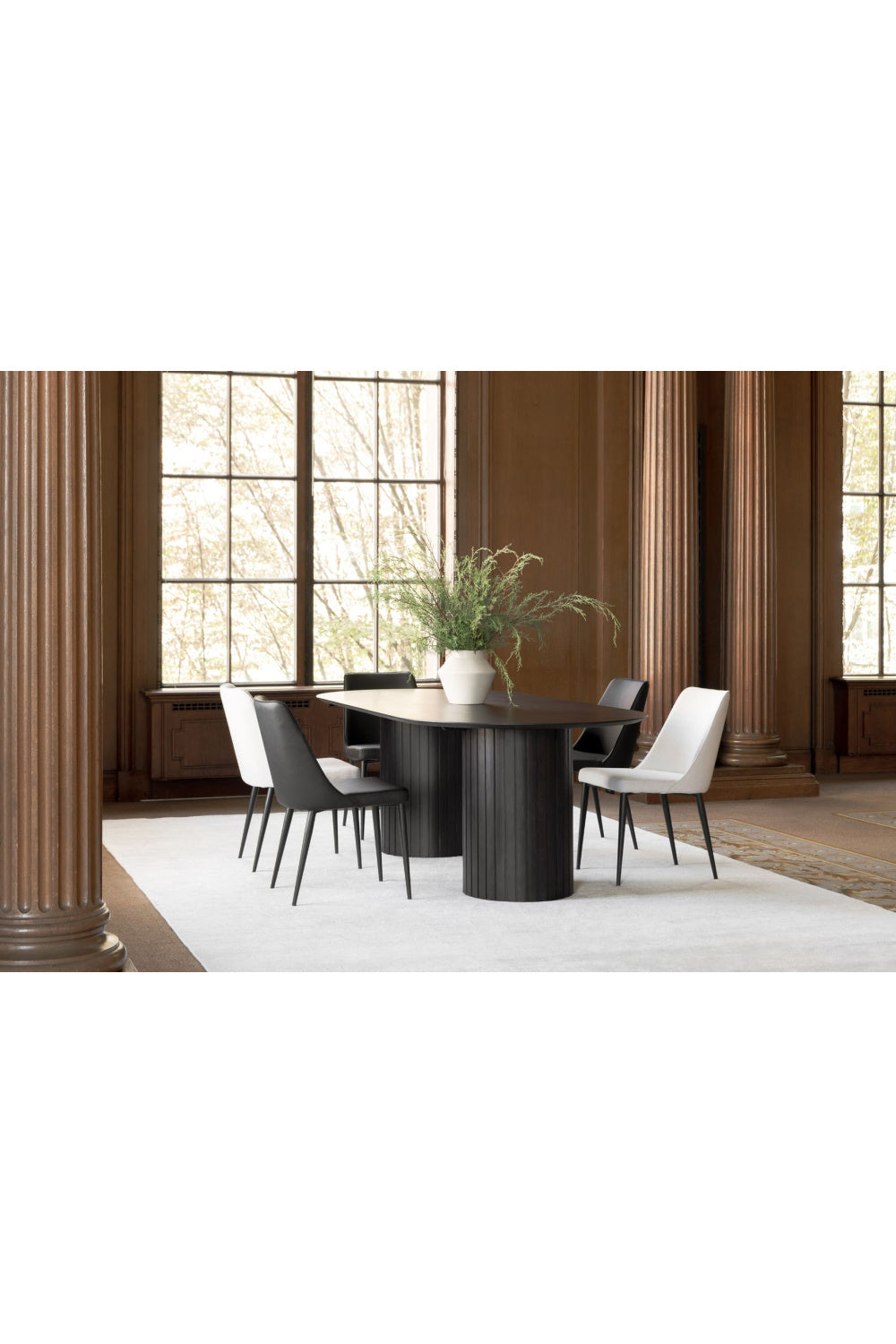 Modern European furniture - Black Vegan Leather Dining Chairs (2) - www.oroa.com