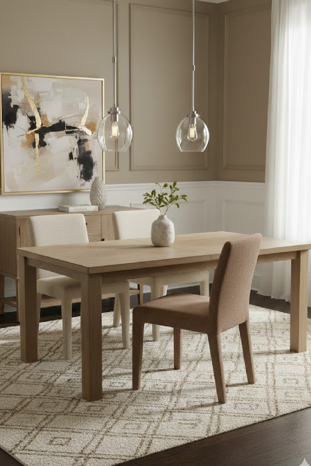 Modern European furniture - Fabric Upholstered Dining Chairs (2) - www.oroa.com