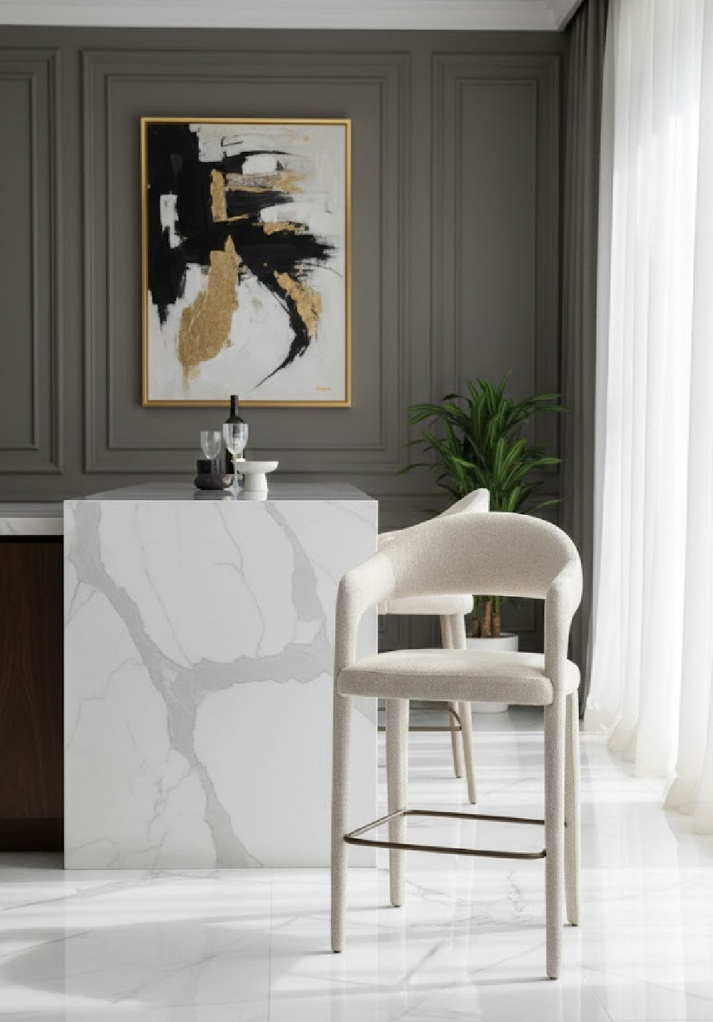 Modern European furniture - Open Barrel-Back Bar Stool - www.oroa.com
