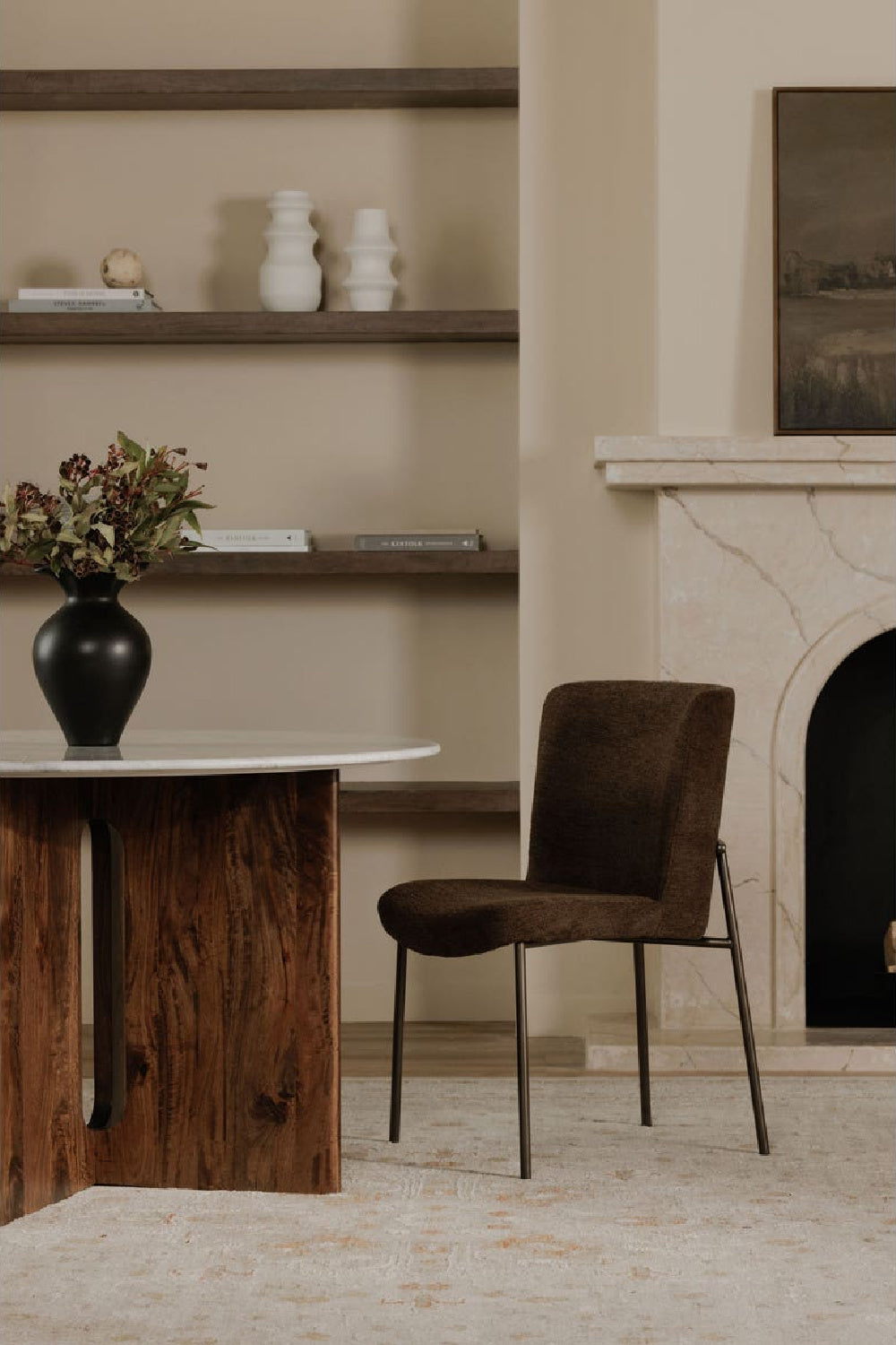 Modern European furniture - Blackened Bronze Frame Dining Chairs (2) - www.oroa.com