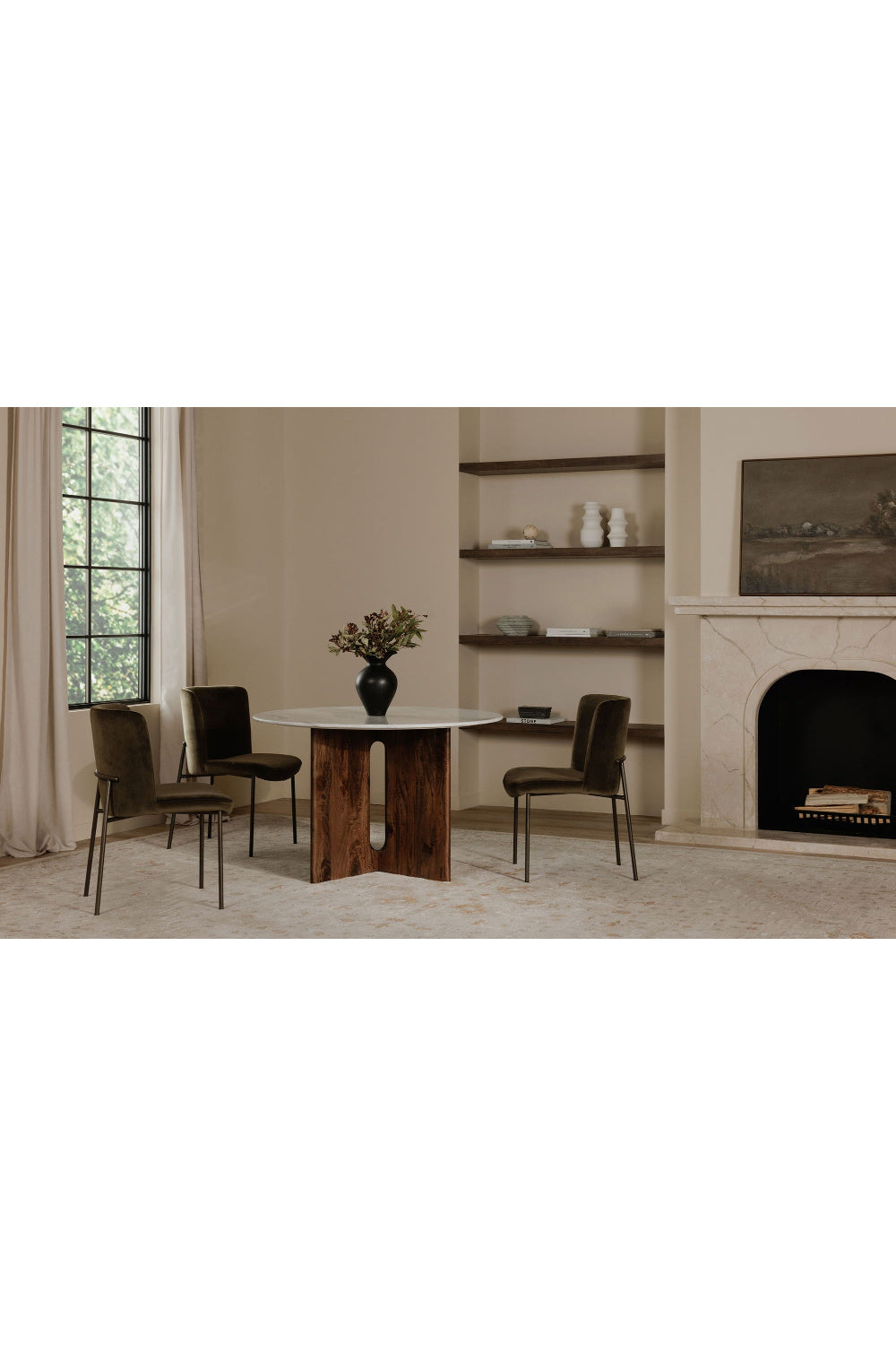 Modern European furniture - Blackened Bronze Frame Dining Chairs (2) - www.oroa.com