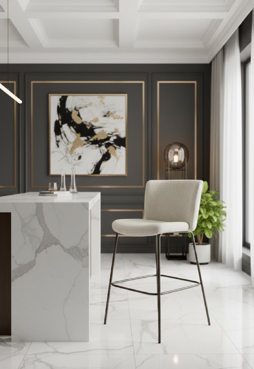 Modern European furniture - Thin Metal Frame Bar Stool - www.oroa.com