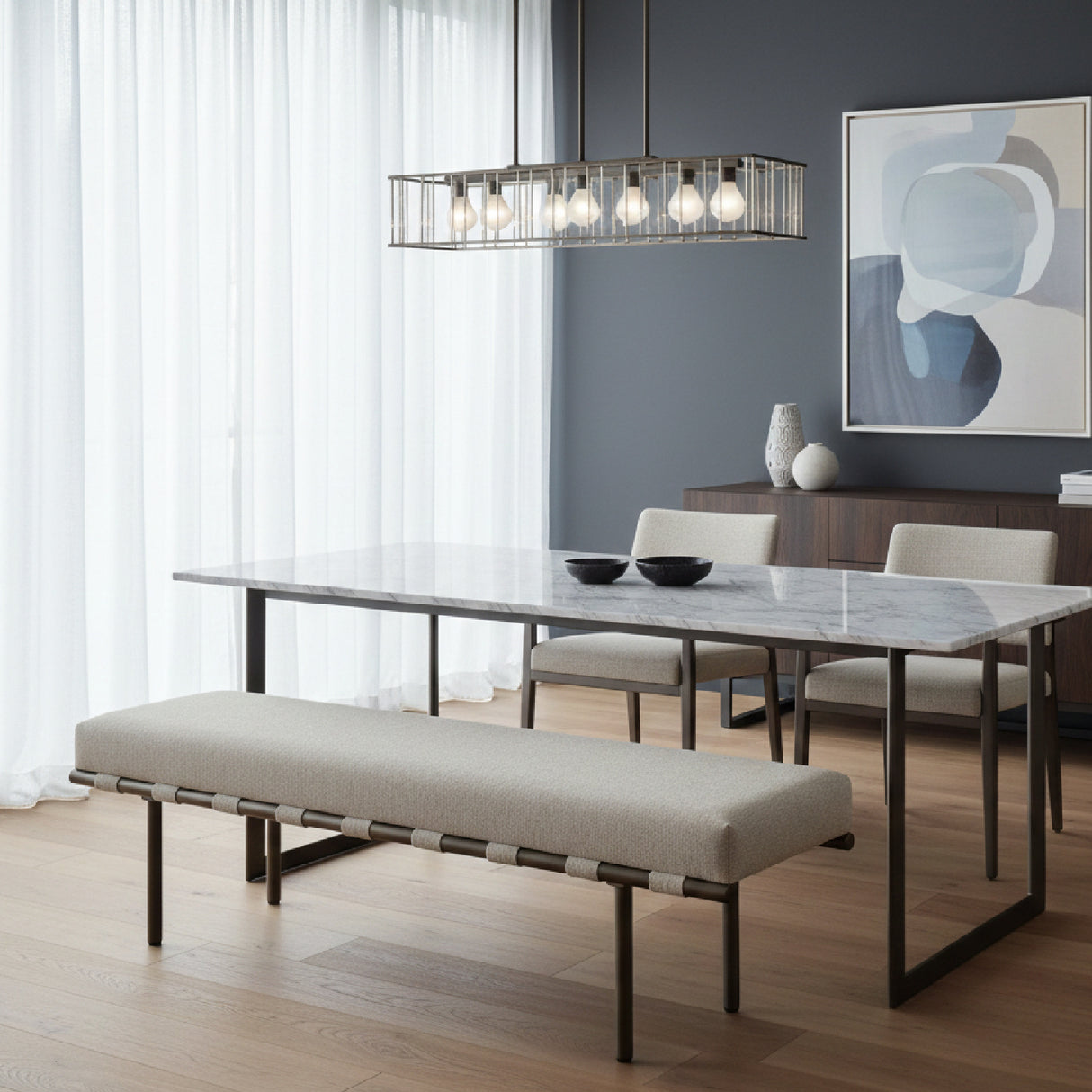 Modern European furniture - Beige Upholstered Dining Bench - www.oroa.com