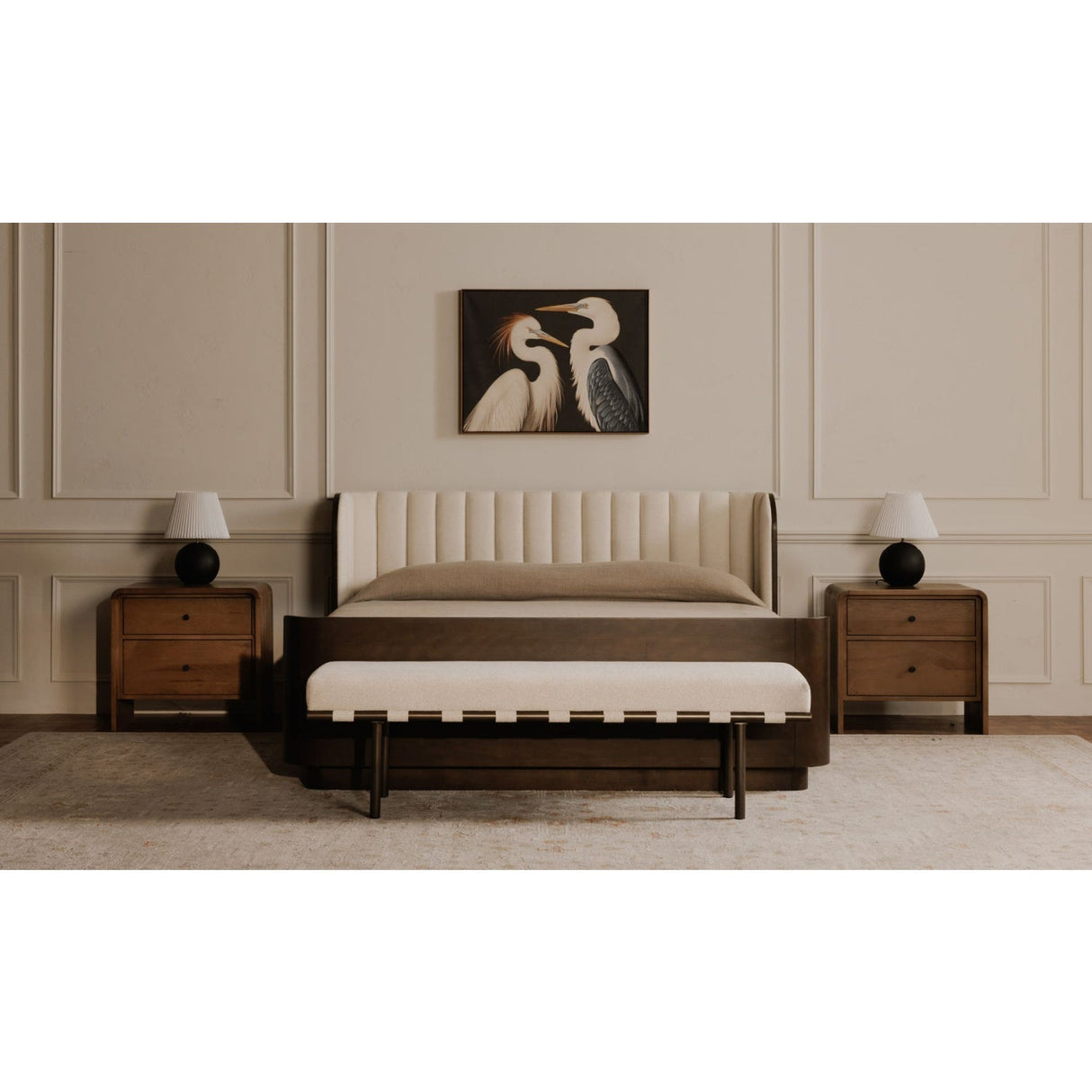Modern European furniture - Beige Upholstered Dining Bench - www.oroa.com