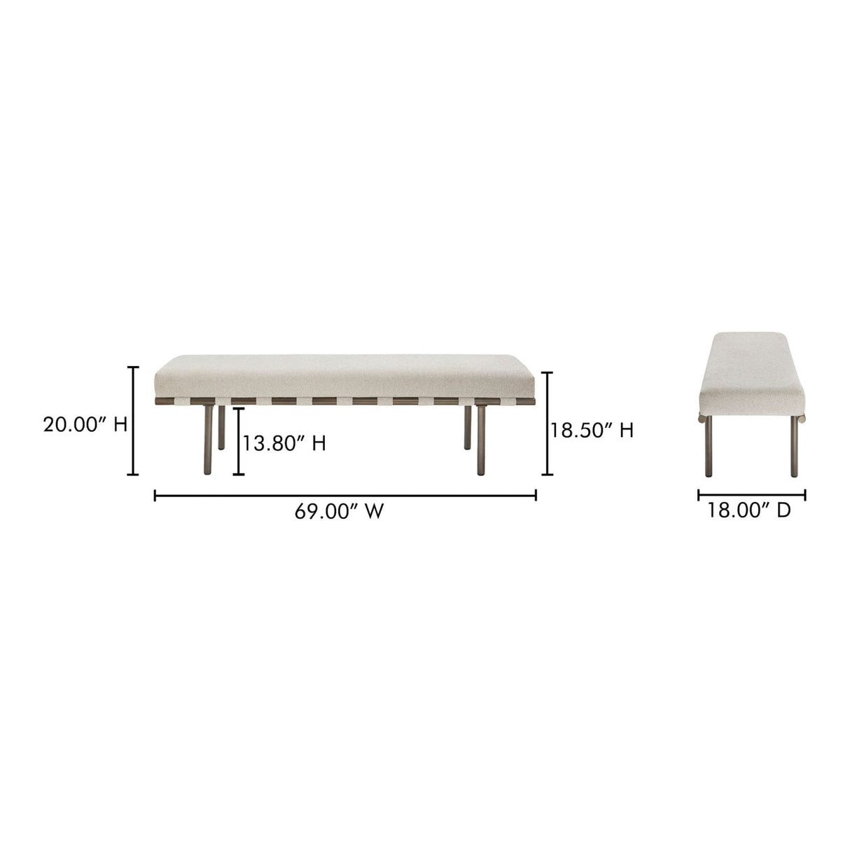 Modern European furniture - Beige Upholstered Dining Bench - www.oroa.com