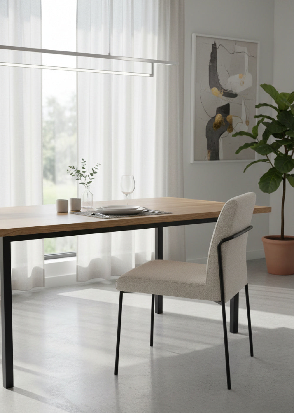 Modern European furniture - Minimalist Padded Dining Chairs (2) - www.oroa.com