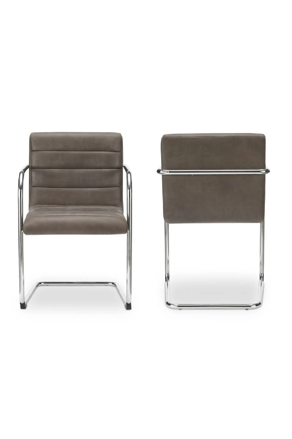 Modern European furniture - Cantilevered Brown Leather Dining Chairs (2) - www.oroa.com