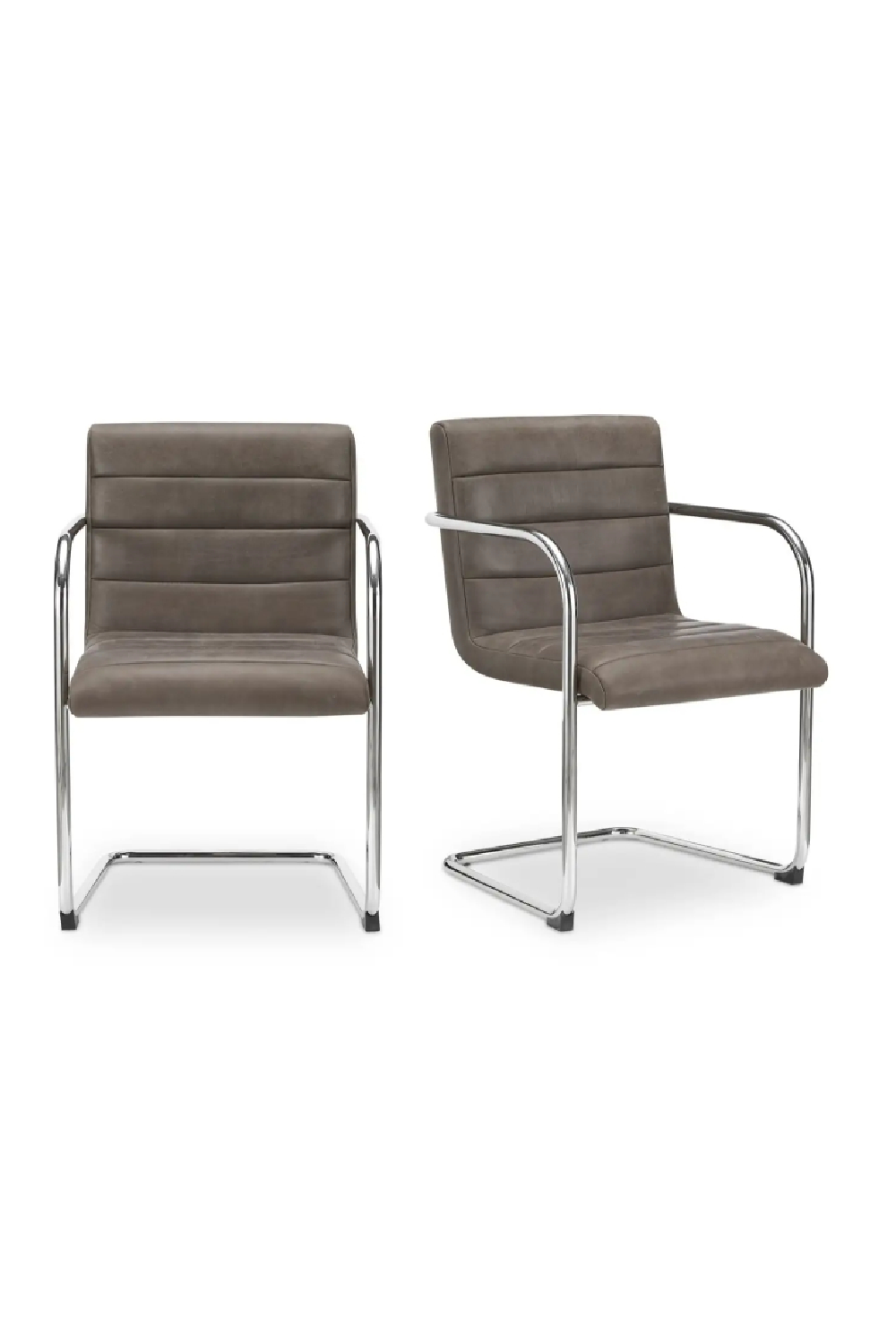Modern European furniture - Cantilevered Brown Leather Dining Chairs (2) - www.oroa.com