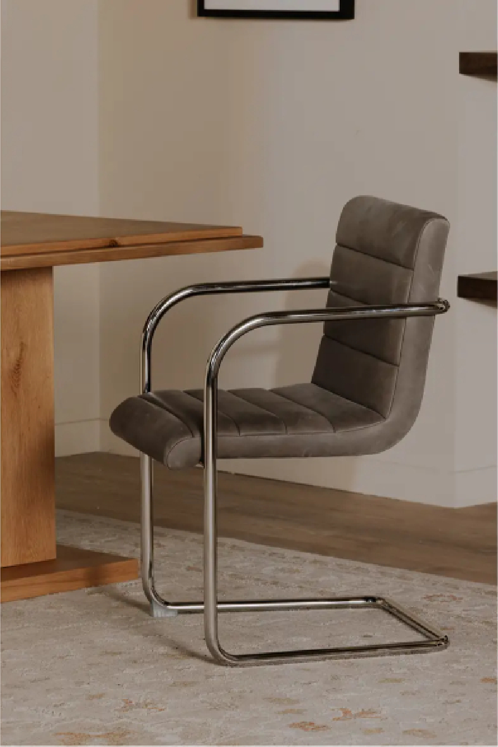 Modern European furniture - Cantilevered Brown Leather Dining Chairs (2) - www.oroa.com