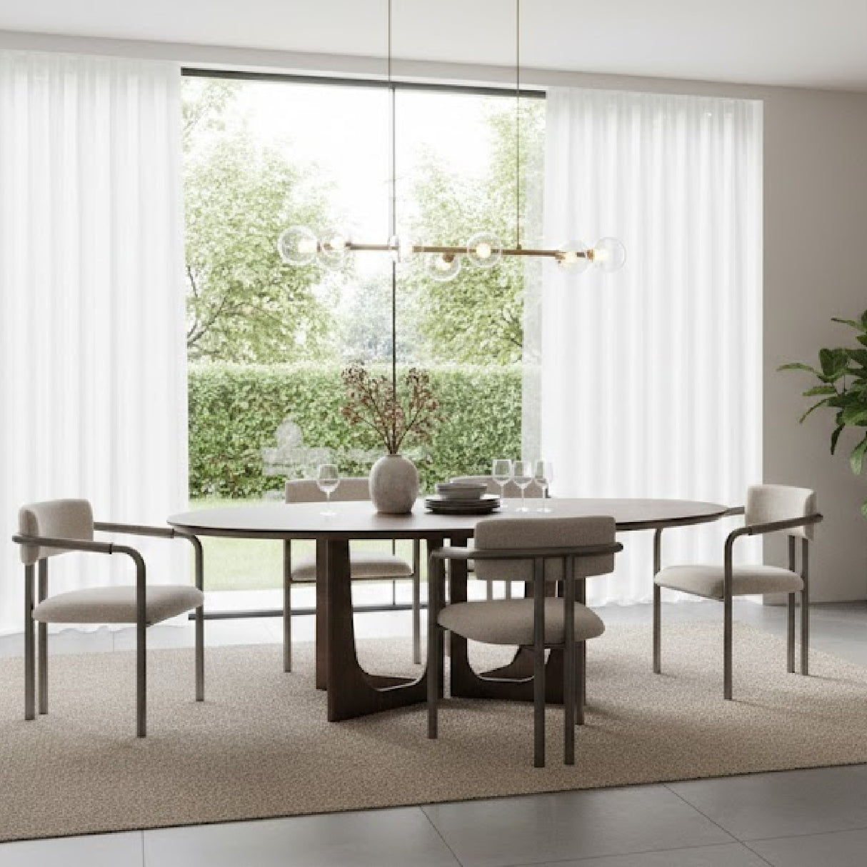 Modern European furniture - Brown Fabric Dining Chair - www.oroa.com