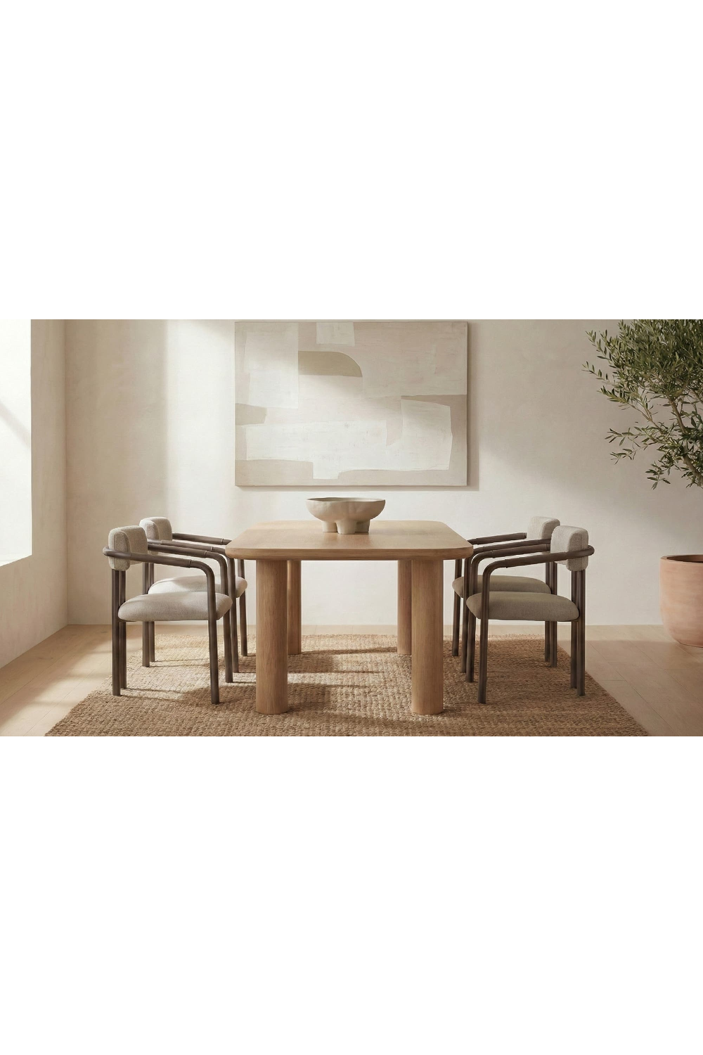 Modern European furniture - Brown Fabric Dining Chair - www.oroa.com
