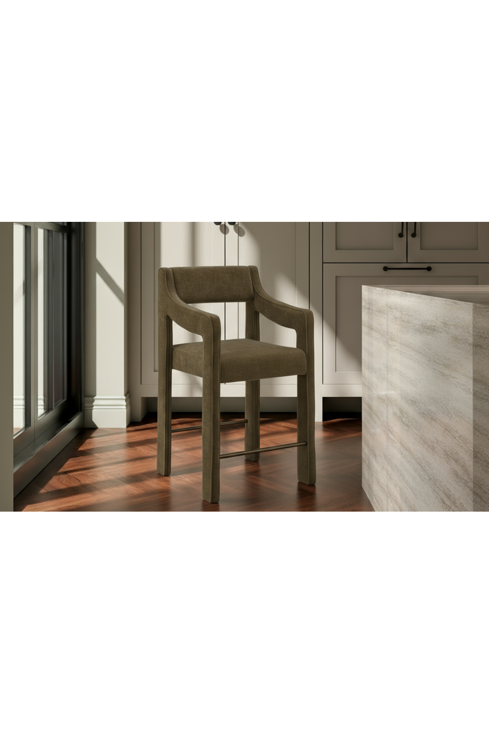 Upholstered Sloped-Arm Counter Stool | Oroa.com