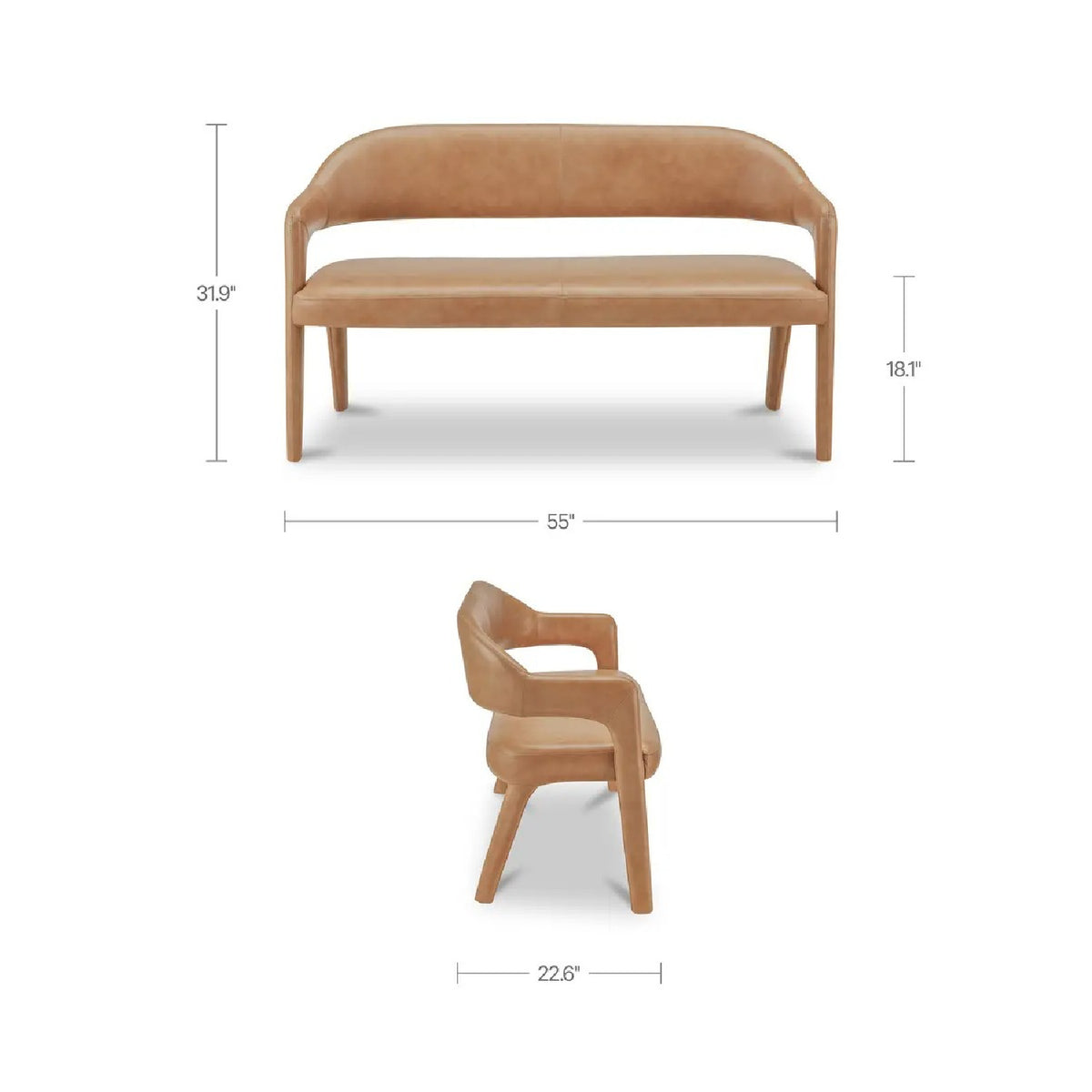 Leather Open-Back Dining Bench | Novi Living Martens