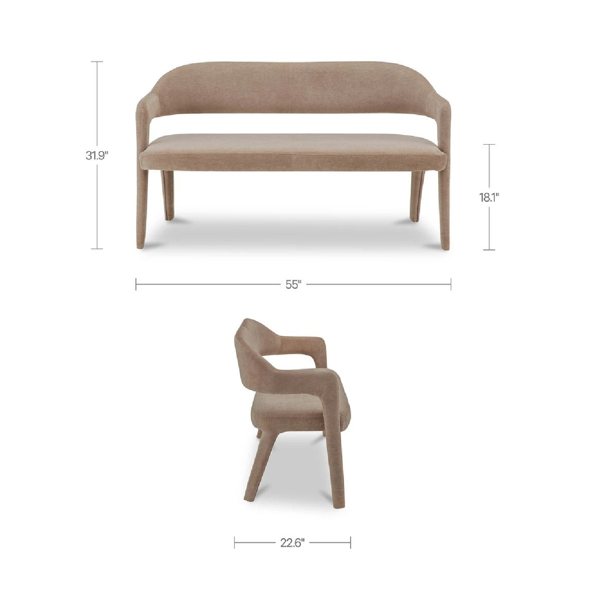 Leather Open-Back Dining Bench | Novi Living Martens