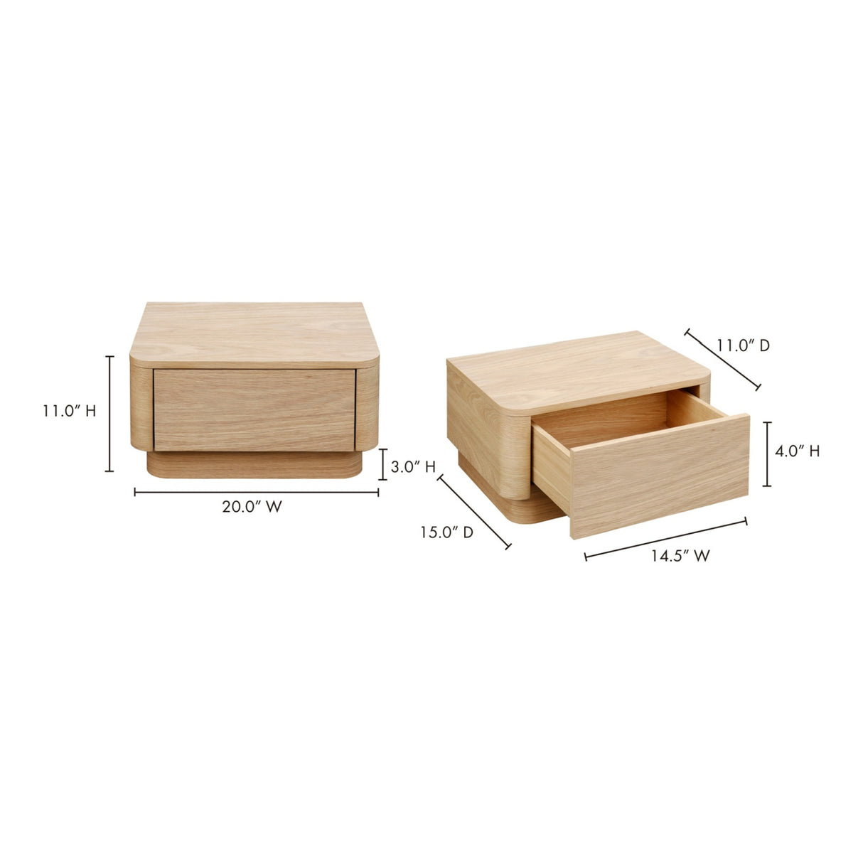 Modern European furniture - 1-Drawer Wooden Nightstand S - www.oroa.com