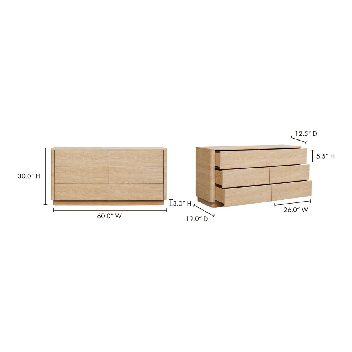 Modern European furniture - 6-Drawer Wooden Dresser - www.oroa.com