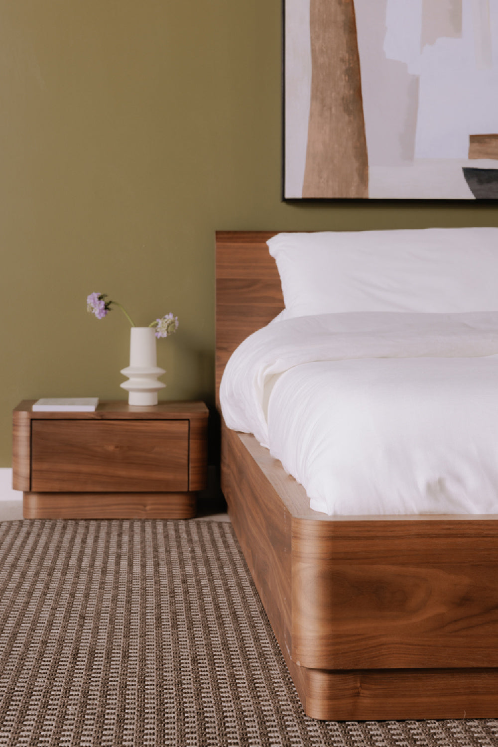 Modern European furniture - Walnut Veneer Bed - www.oroa.com