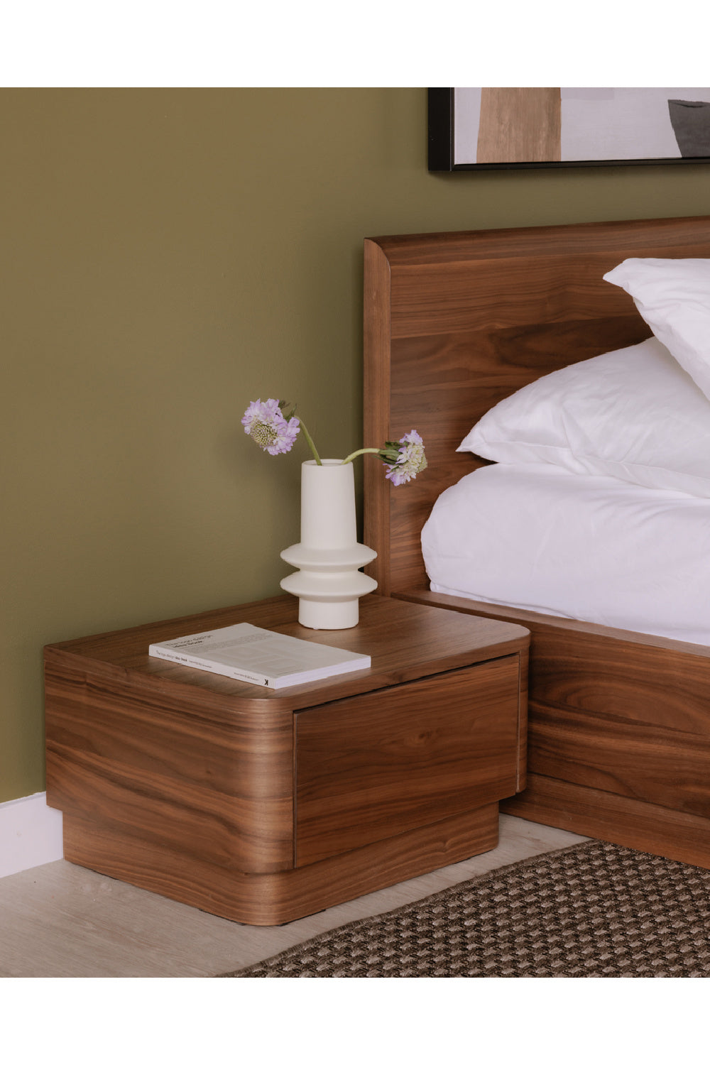 Modern European furniture - Walnut Veneer Bed - www.oroa.com