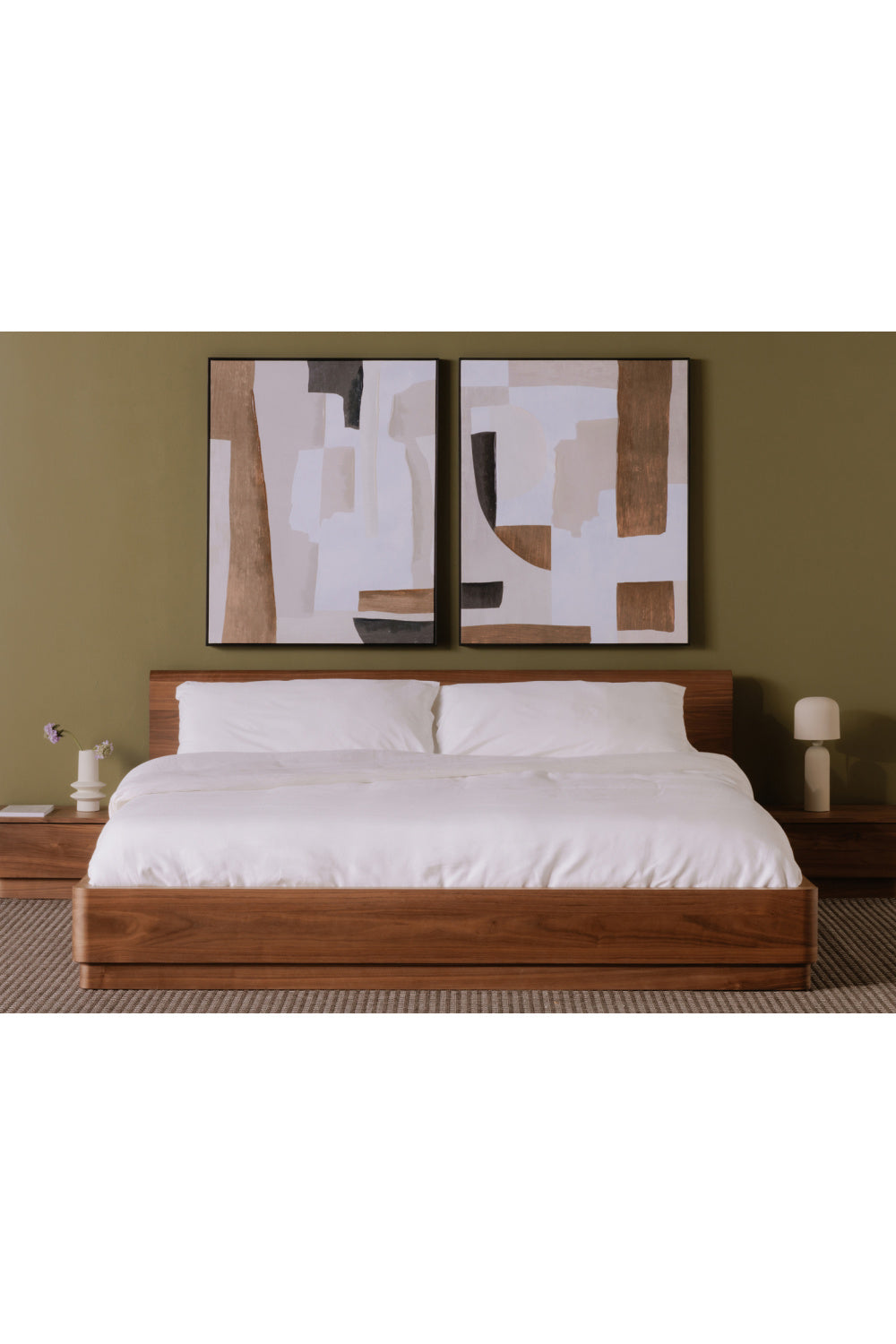 Modern European furniture - Walnut Veneer Bed - www.oroa.com