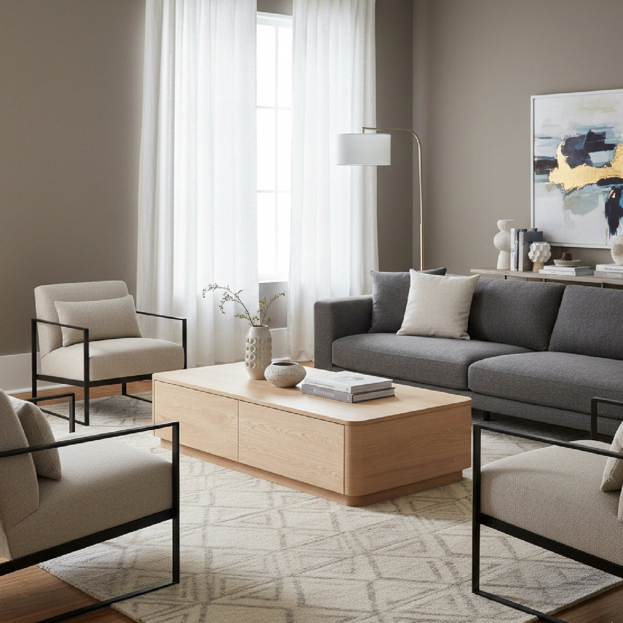 Modern European furniture - 2-Drawer Wooden Coffee Table - www.oroa.com