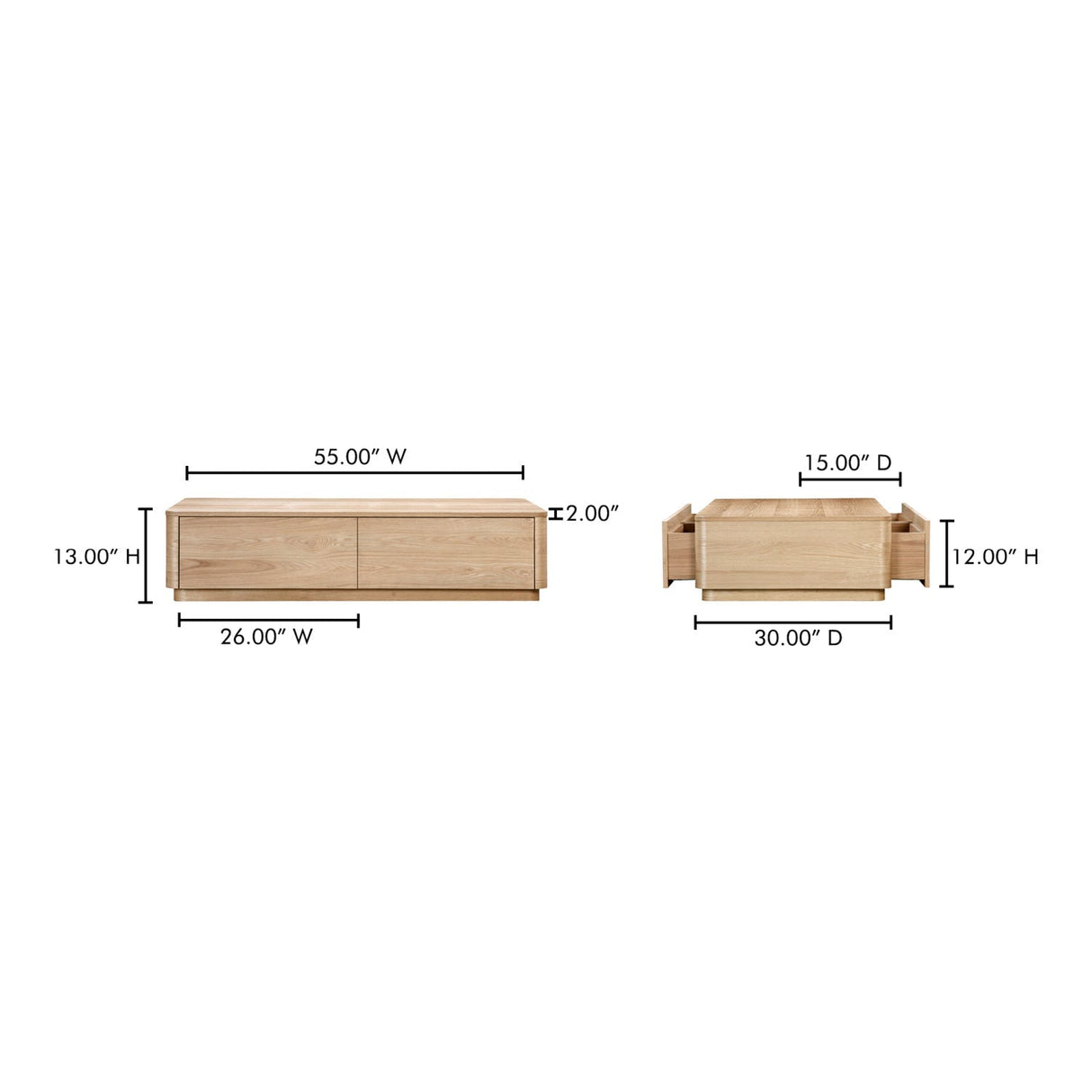 Modern European furniture - 2-Drawer Wooden Coffee Table - www.oroa.com