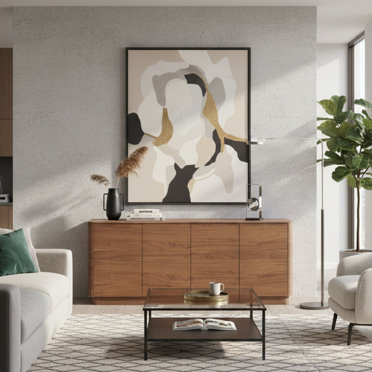 Modern European furniture - 4-Door Wooden Sideboard - www.oroa.com