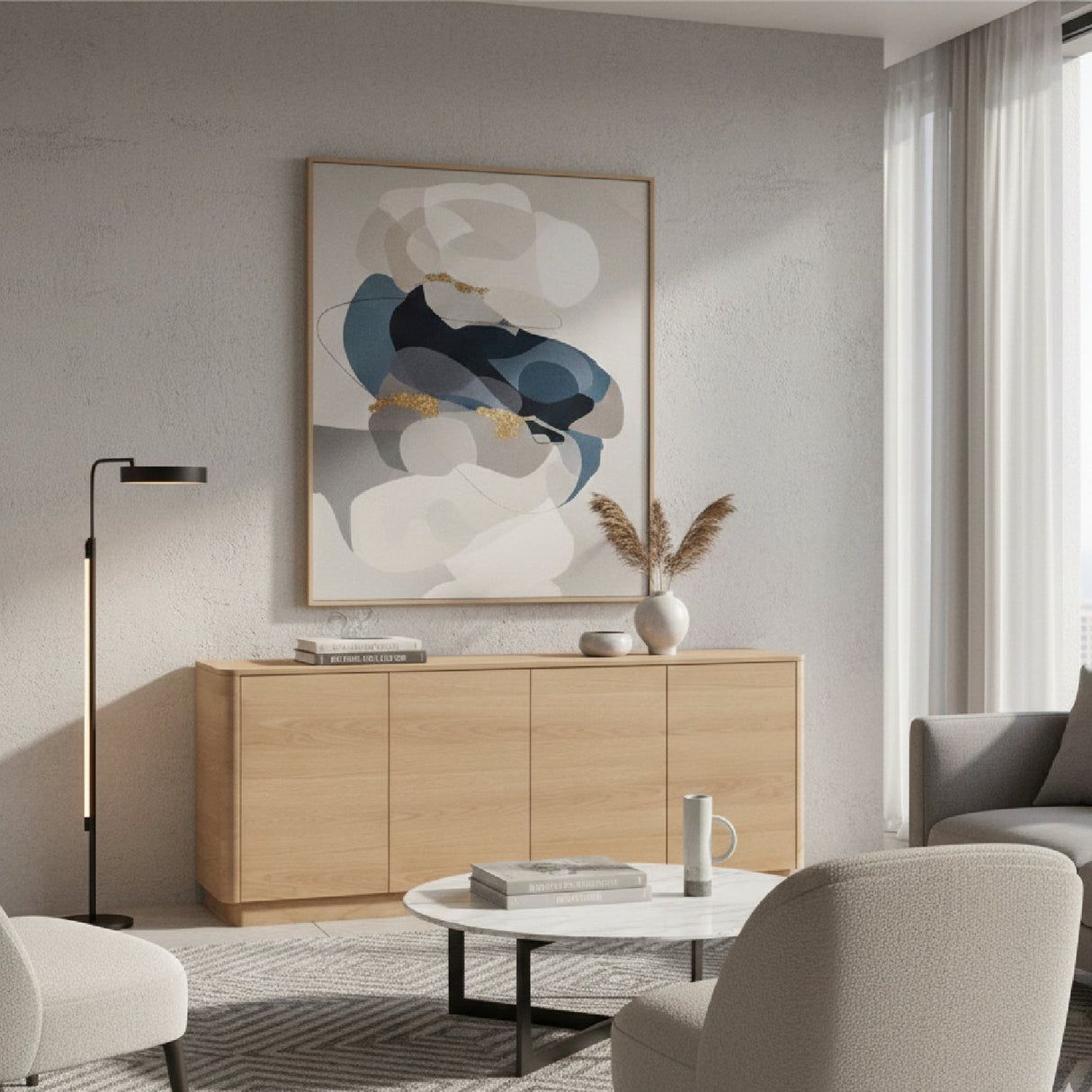 Modern European furniture - 4-Door Wooden Sideboard - www.oroa.com