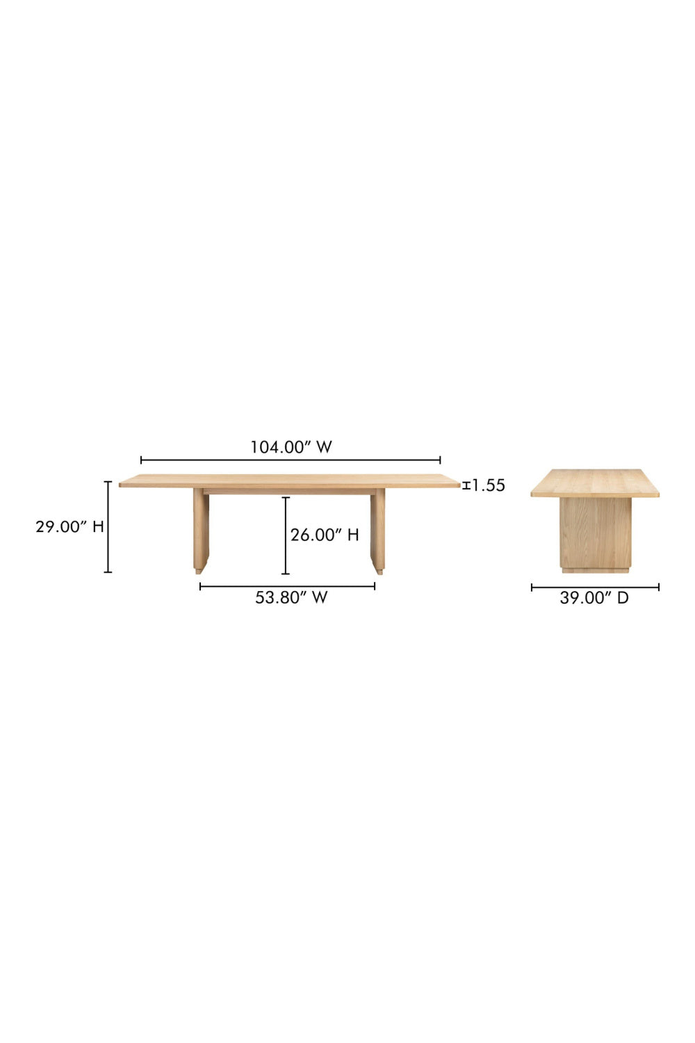 Modern European furniture - Rectangular Oak Dining Table - www.oroa.com