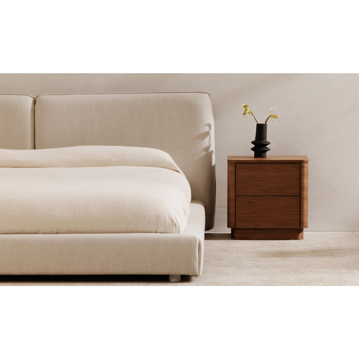 2-Drawer Wooden Tall Nightstand | Novi Living Round Off | Oroa.com