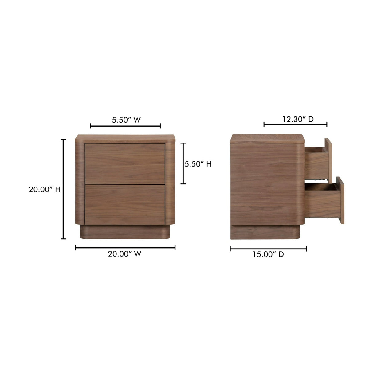 Modern European furniture - 2-Drawer Wooden Tall Nightstand - www.oroa.com