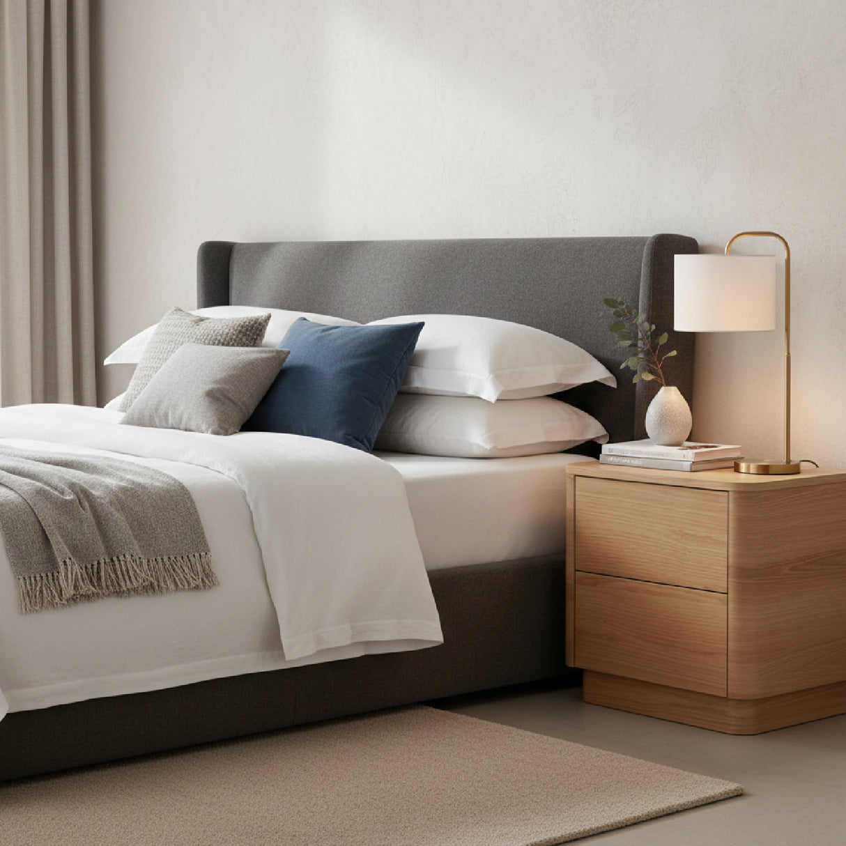 Modern European furniture - 2-Drawer Wooden Tall Nightstand - www.oroa.com