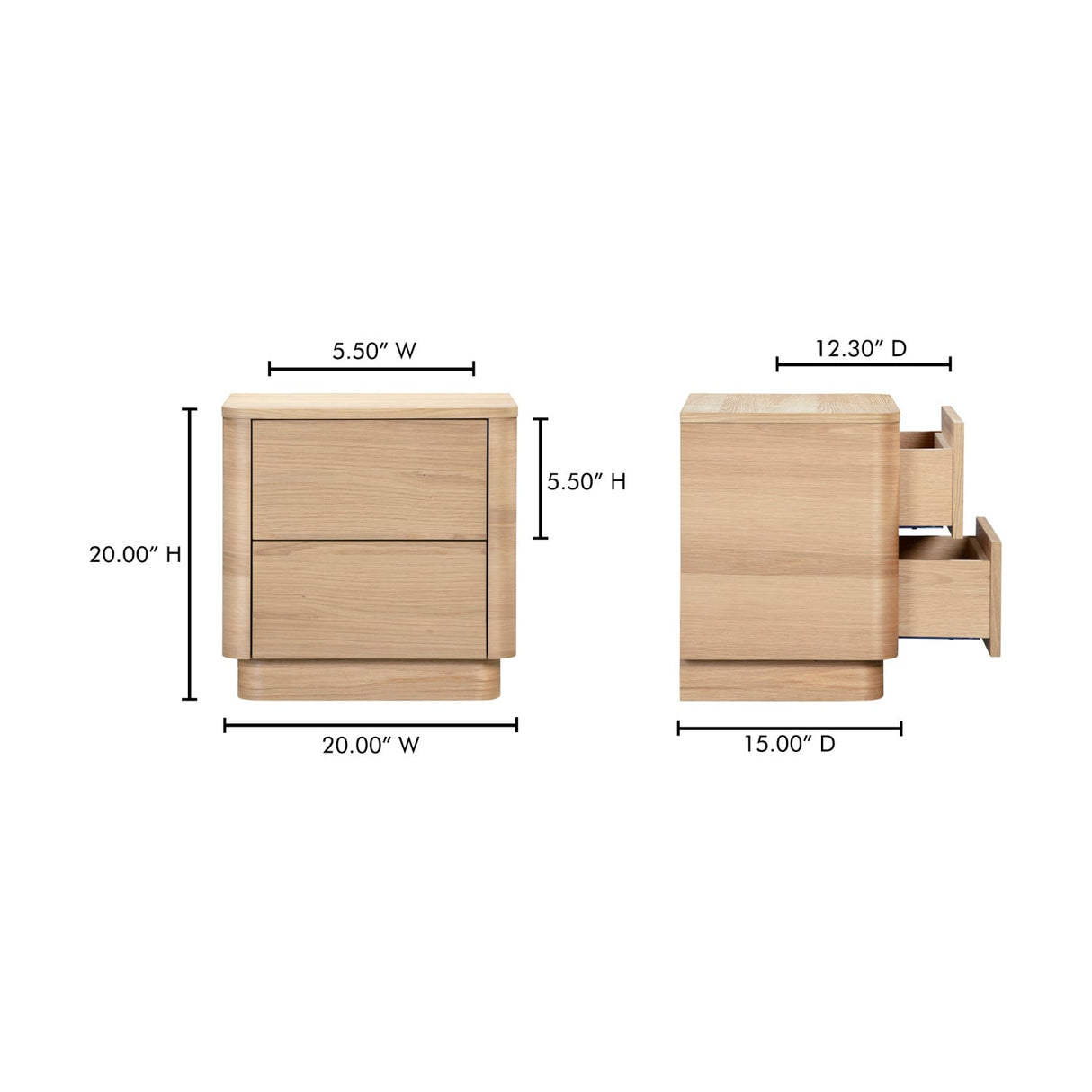Modern European furniture - 2-Drawer Wooden Tall Nightstand - www.oroa.com