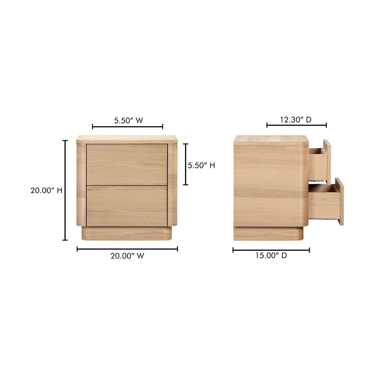 Modern European furniture - 2-Drawer Wooden Tall Nightstand - www.oroa.com