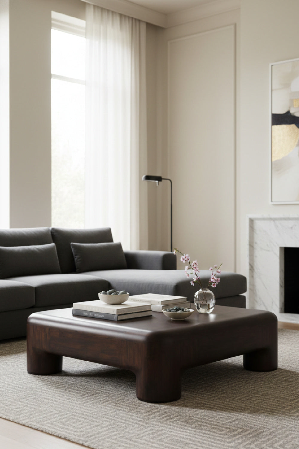 Modern European furniture - Brown Acacia Coffee Table - www.oroa.com