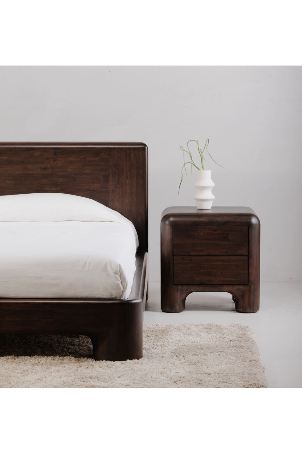 Brown Acacia 2-Drawer Nightstand | Novi Living Rowan | Oroa.com