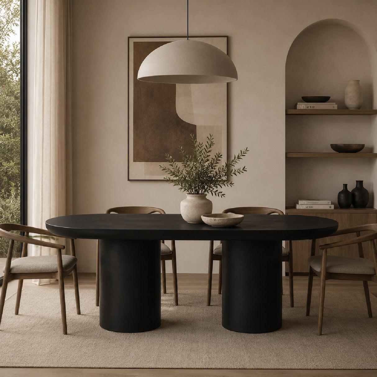 Modern European furniture - Black Indoor/Outdoor Oval Dining Table - www.oroa.com