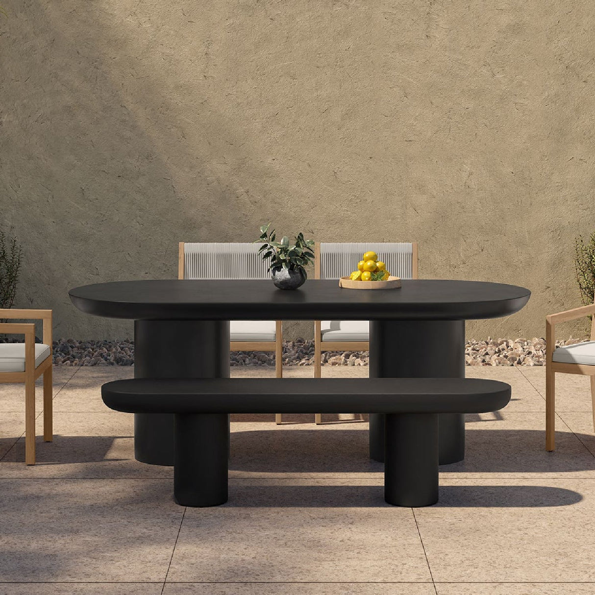 Modern European furniture - Black Indoor/Outdoor Oval Dining Table - www.oroa.com