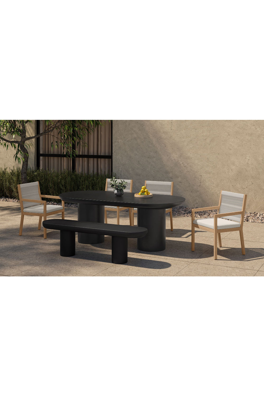 Modern European furniture - Black Indoor/Outdoor Oval Dining Table - www.oroa.com