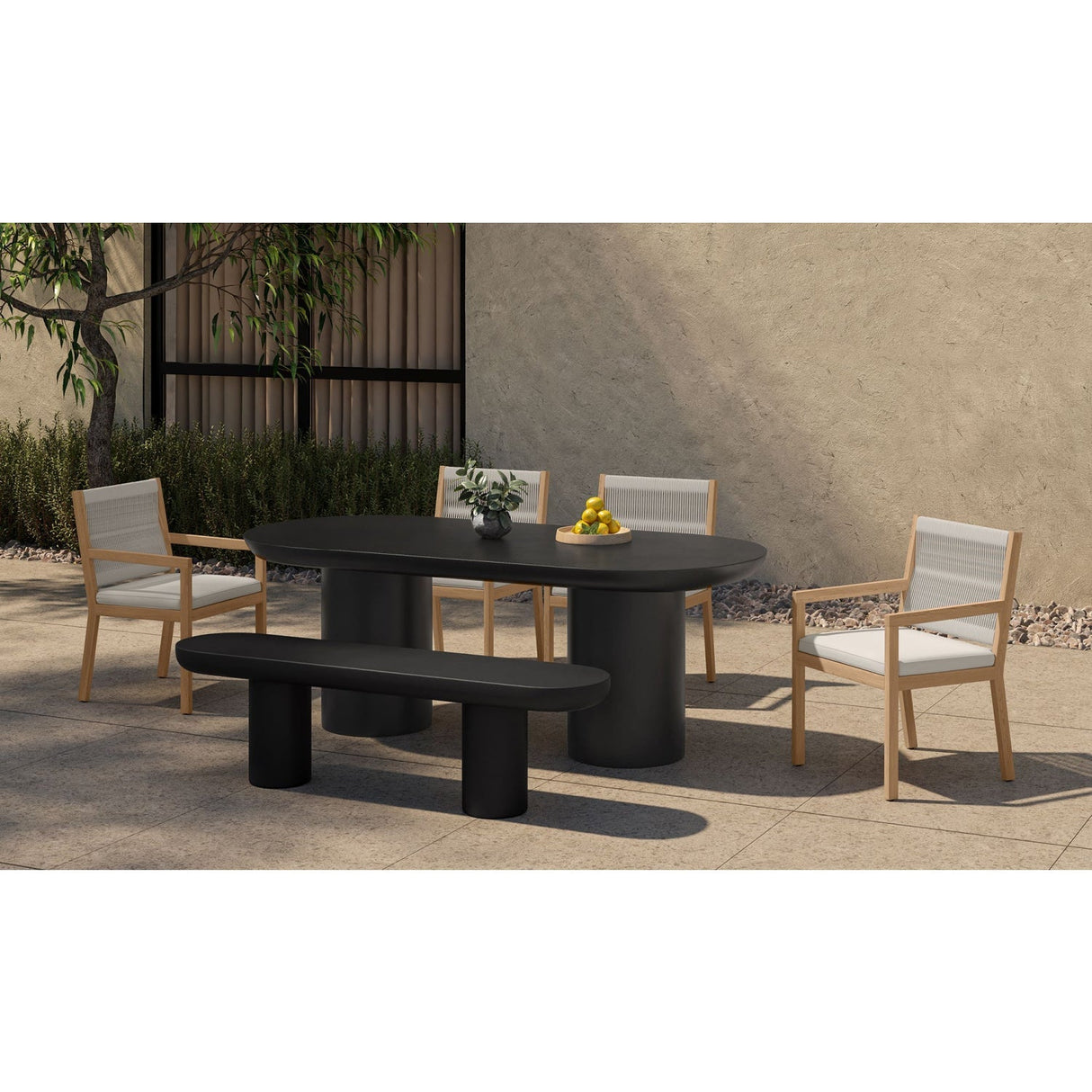 Modern European furniture - Black Indoor/Outdoor Oval Dining Table - www.oroa.com