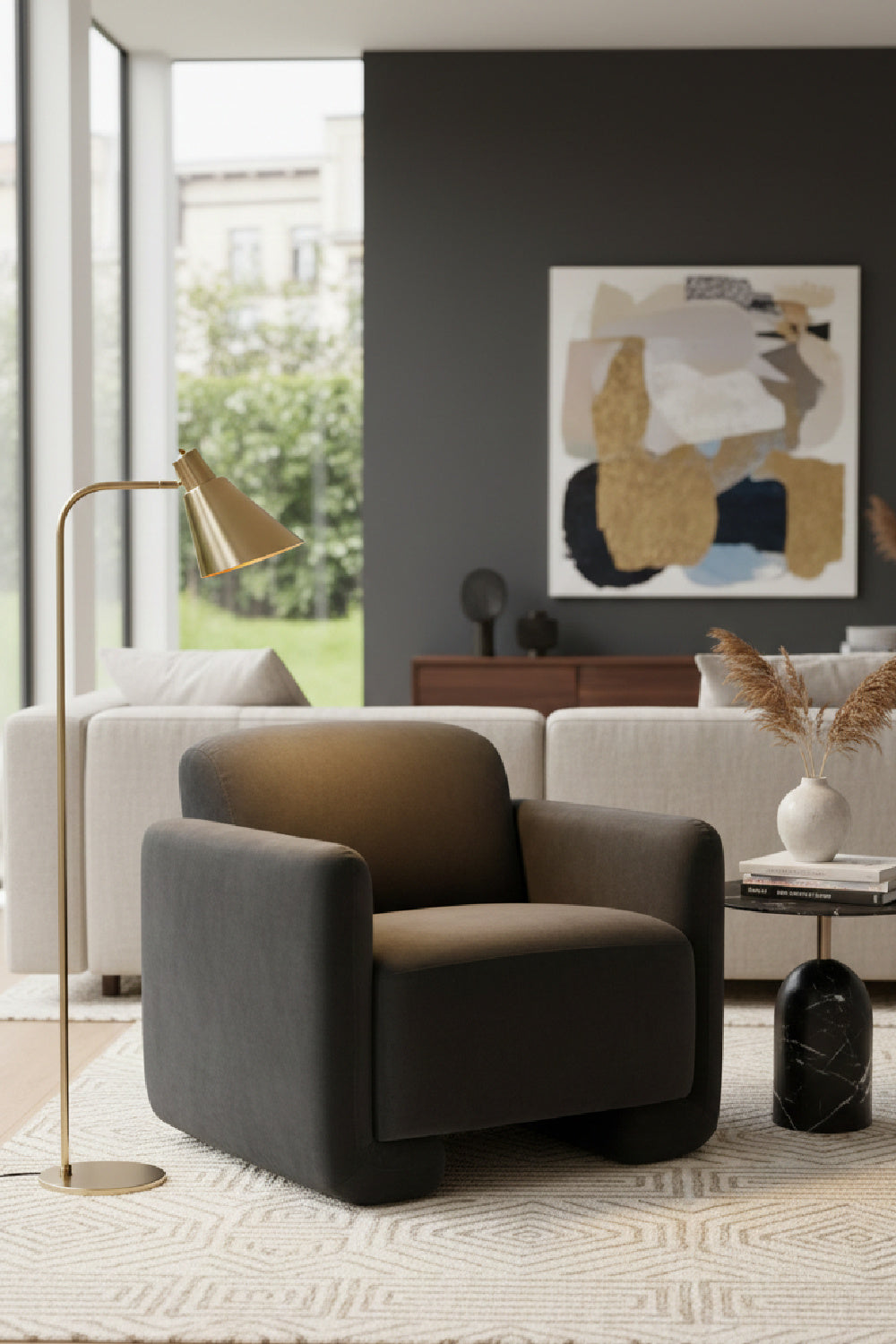 Gray Upholstered Accent Chair | Novi Living Fallon | Oroa.com