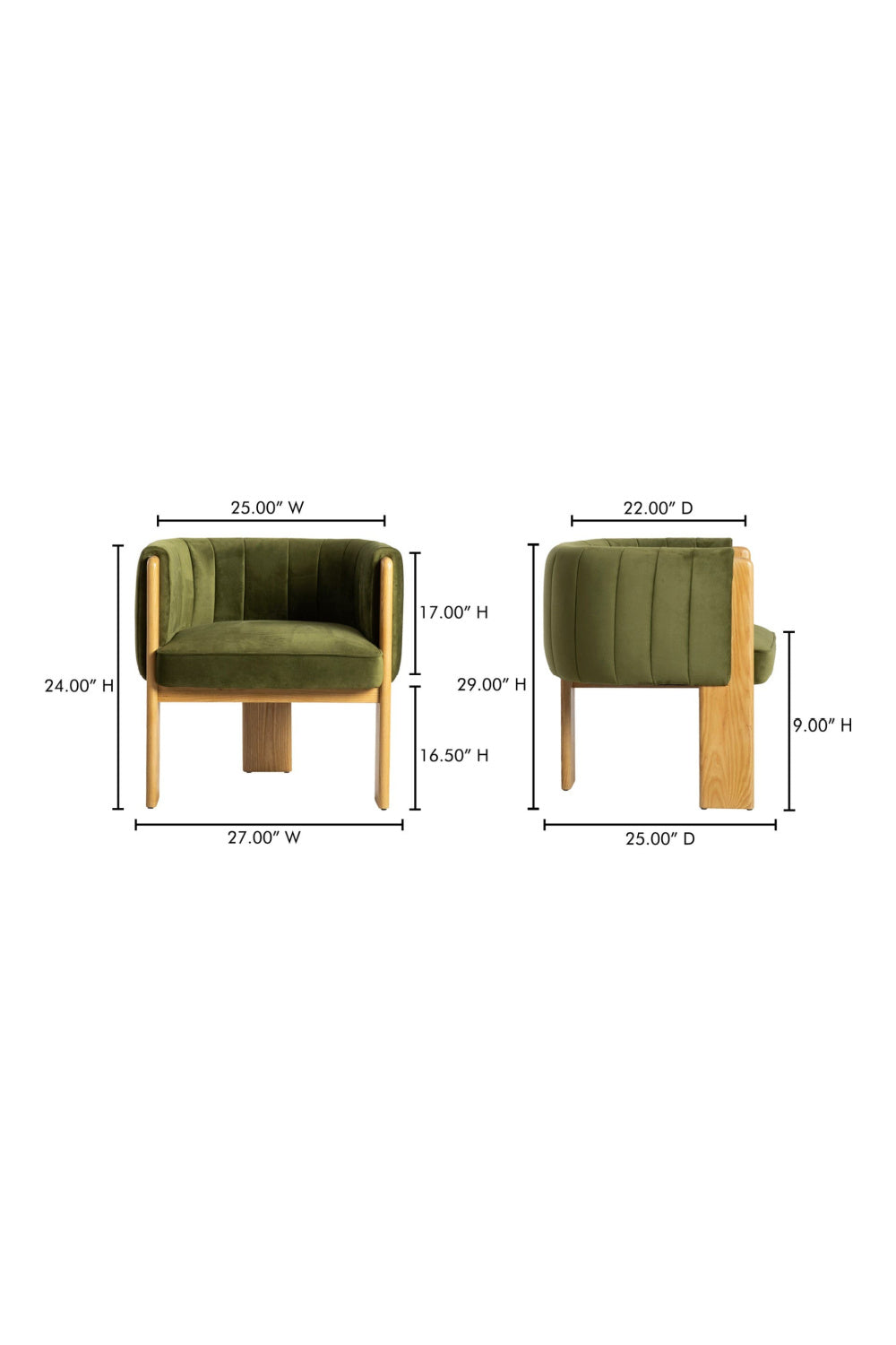 Green Curved Accent Chair | Novi Living Sofi | Oroa.com