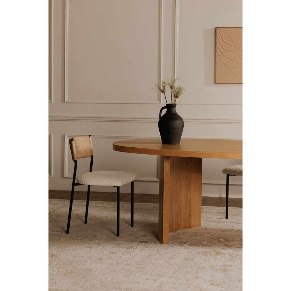 Modern European furniture - White Boucle Dining Chair (2) - www.oroa.com
