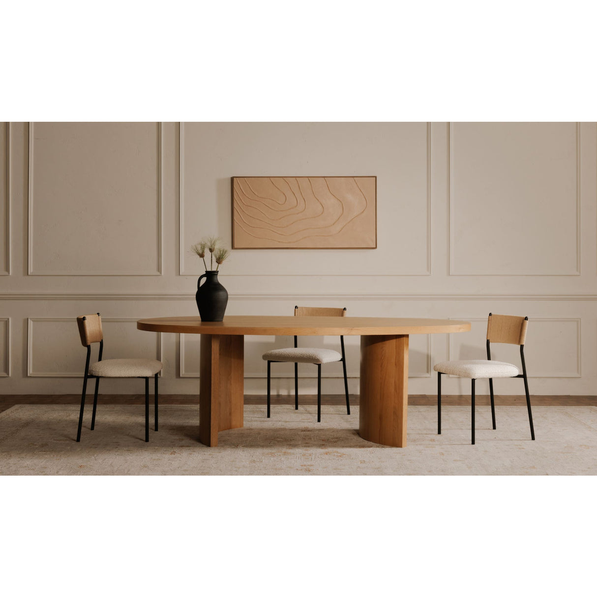 Modern European furniture - White Boucle Dining Chair (2) - www.oroa.com