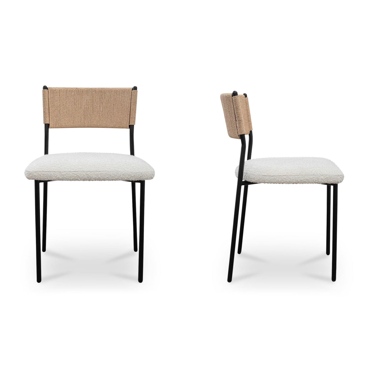 Modern European furniture - White Boucle Dining Chair (2) - www.oroa.com