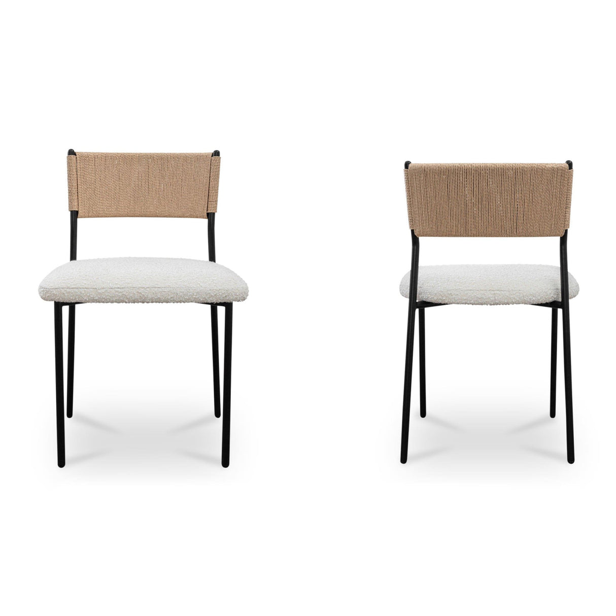Modern European furniture - White Boucle Dining Chair (2) - www.oroa.com