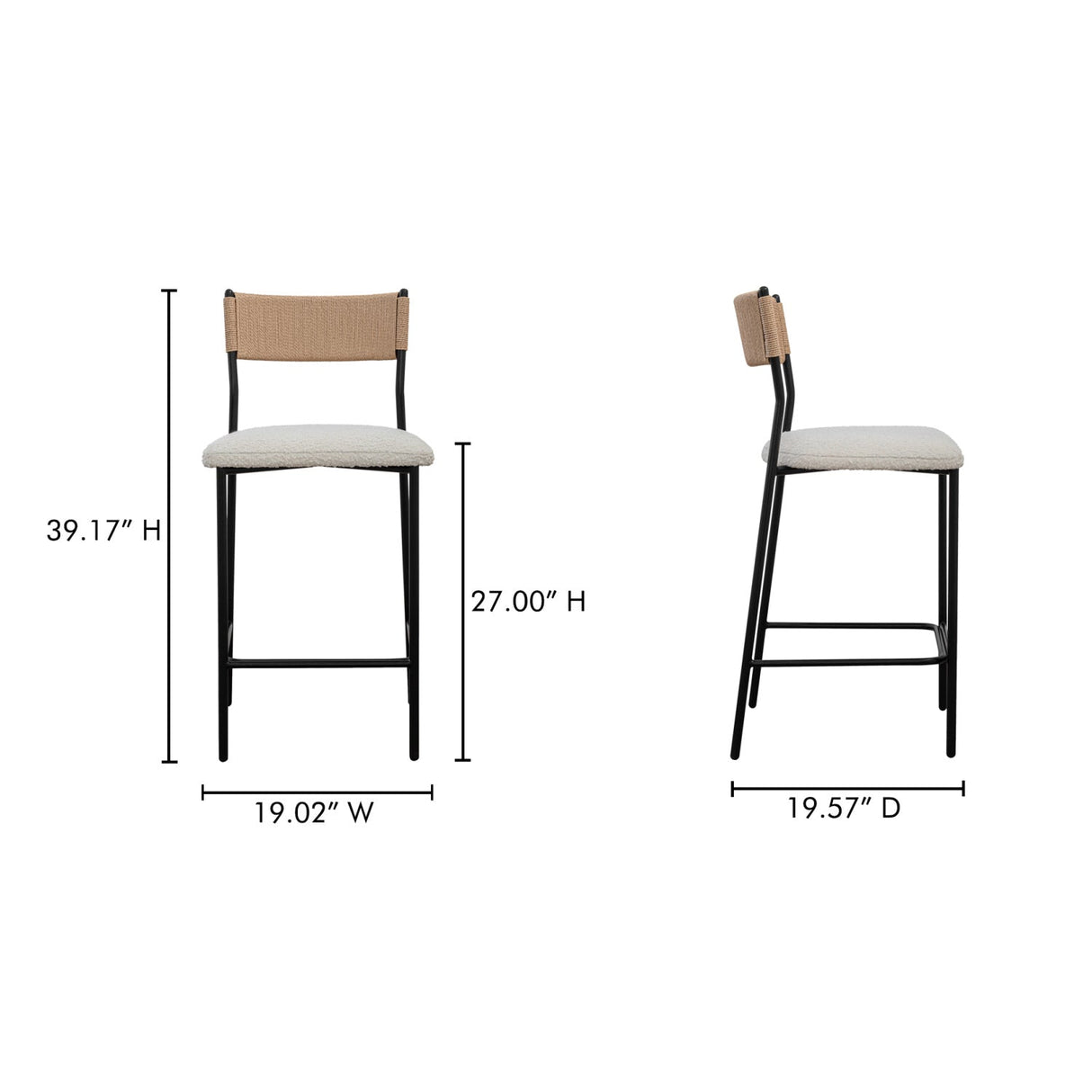 Modern European furniture - White Boucle Seat Counter Stool - www.oroa.com