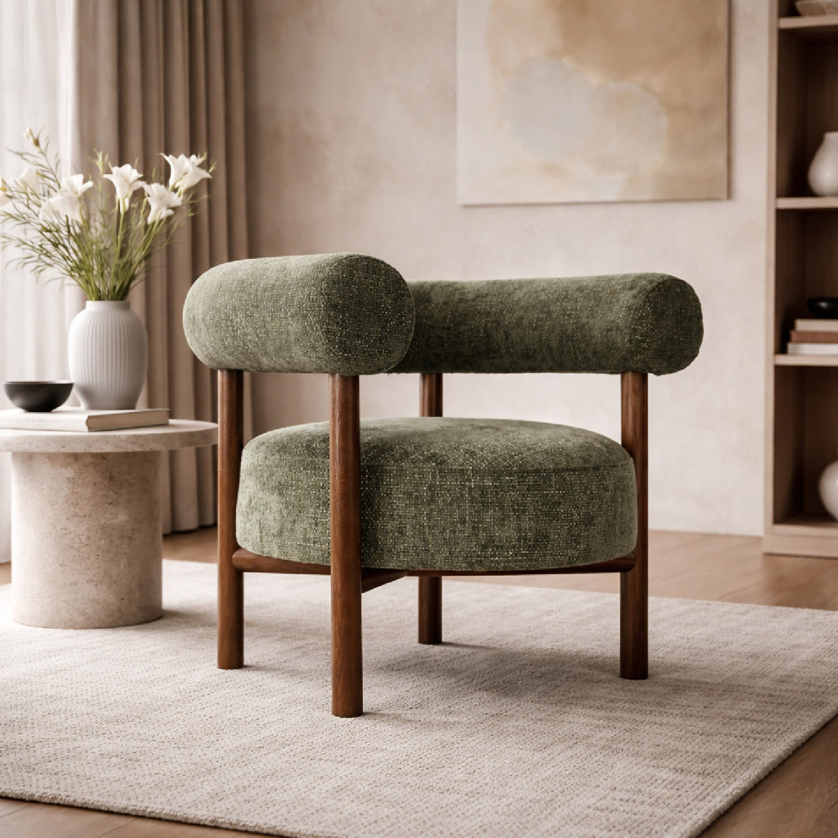 Curved Wood Frame Armchair | Oroa.com