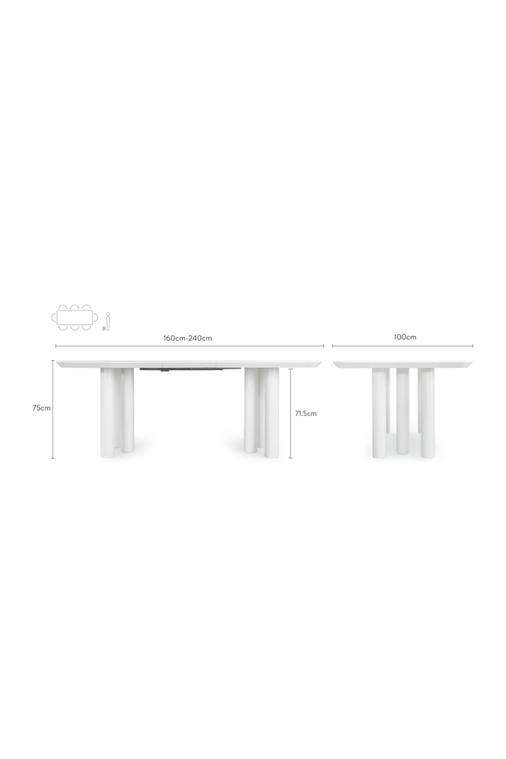 White Extendable Dining Table | NV Gallery Amadeo | Oroa.com